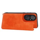 Kožený kryt MANDALA na Huawei P50 - Oranžová