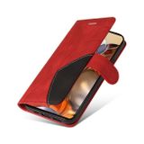 Peňaženkové kožené puzdro DUAL-COLOR na Xiaomi Mi 11T / 11T Pro – Červená