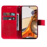Peňaženkové kožené puzdro SUNFLOWER na Xiaomi Mi 11T / 11T Pro – Červená