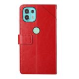 Peňaženkové kožené puzdro Y Stitching na Motorola Edge 20 Lite - Červená