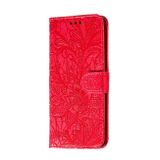 Peňaženkové kožené puzdro FLOWERS na Sony Xperia 5 - Červená