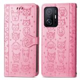 Peňaženkové kožené puzdro CAT AND DOG na Xiaomi Mi 11T / 11T Pro – Ružová