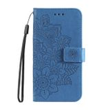 Peňaženkové kožené puzdro 7-petal na Motorola Edge 20 - Modrá