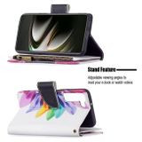 Peňaženkové kožené puzdro DRAWING na Samsung Galaxy S22 5G - Sun Flower