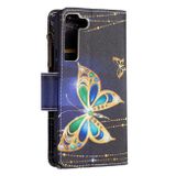 Peňaženkové kožené puzdro DRAWING na Samsung Galaxy S22 5G - Big Butterfly
