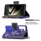 Peňaženkové kožené puzdro DRAWING na Samsung Galaxy S22 5G - Purple Butterfly