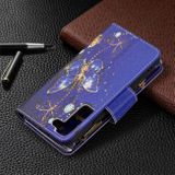 Peňaženkové kožené puzdro DRAWING na Samsung Galaxy S22 5G - Purple Butterfly