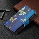 Peňaženkové kožené puzdro DRAWING na Samsung Galaxy S22 Plus 5G - Gold Butterfly