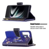 Peňaženkové kožené puzdro DRAWING na Samsung Galaxy S22 Plus 5G - Purple Butterfly