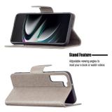 Peňaženkové kožené puzdro BUTTERFLIES na Samsung Galaxy S22 Plus 5G - Šedá