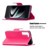 Peňaženkové kožené puzdro BUTTERFLIES na Samsung Galaxy S22 Plus 5G - Rose Red
