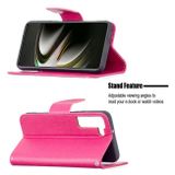 Peňaženkové kožené puzdro BUTTERFLIES na Samsung Galaxy S22 5G - Rose Red