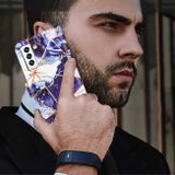 Peňaženkové kožené puzdro MARBLE na Samsung Galaxy S22 Plus 5G - Tmavomodrá