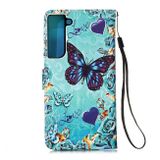 Peňaženkové kožené puzdro DRAWING na Samsung Galaxy S22 5G - Heart Butterfly