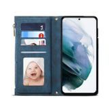 Peňaženkové kožené puzdro RETRO na Samsung Galaxy S22 5G - Modrá