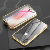 Magnetic Metal puzdro na iPhone X / XS - Zlatá
