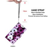 Peňaženkové kožené puzdro DRAWING na Samsung Galaxy S22 5G - Chrysanthemum Pink White Purple
