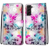 Peňaženkové kožené puzdro DRAWING na Samsung Galaxy S22 Plus 5G - Gradient Colorful Flower