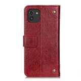 Peňaženkové kožené puzdro COPPER na Samsung Galaxy A03 – Vínovo červená