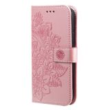Peňaženkové kožené puzdro 7-petal Flowers na Motorola Moto E20 / E30 / E40 - Rose Gold