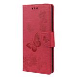 Peňaženkové kožené puzdro BUTTERFLY na Xiaomi Redmi Note 11 / 11S - Červená
