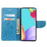 Peňaženkové kožené puzdro FLOWER na Samsung Galaxy A53 5G - Modrá