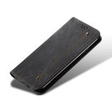 Peňaženkové kožené puzdro Denim na Samsung Galaxy A73 5G - Čierna