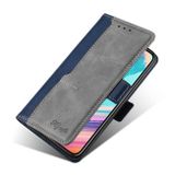 Peňaženkové kožené puzdro Contrast Color Side na Motorola Moto E20 / E30 / E40 - Modrá + Sivá