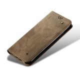 Peňaženkové kožené puzdro DENIM na Samsung Galaxy A04s – Khaki