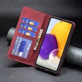 Peňaženkové kožené puzdro Splicing na Samsung Galaxy A73 5G - Červená