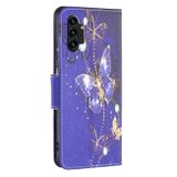Peňaženkové kožené puzdro DRAWING na Samsung Galaxy A13 - Purple Butterfly