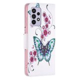 Peňaženkové kožené puzdro DRAWING na Samsung Galaxy A33 5G - Peach Blossom Butterfly