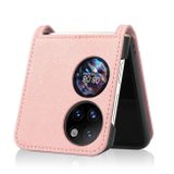 Peňaženkové kožené puzdro LAMBSKIN na Huawei P50 Pocket - Ružová