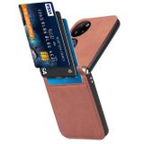 Peňaženkové kožené puzdro LAMBSKIN na Huawei P50 Pocket - Hnedá
