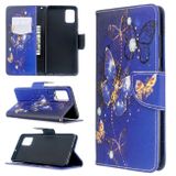 Peňaženkové kožené puzdro Colored Drawing Pattern na Samsung Galaxy A51 Purple Butterfly
