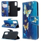 Peňaženkové puzdro Colored Drawing Pattern na Samsung Galaxy S20 Blue Butterfly