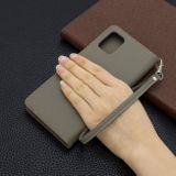 Peňaženkové kožené puzdro Litchi na Samsung Galaxy A71 - Sivá