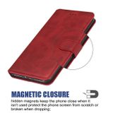 Peňaženkové kožené puzdro Calf Texture na Motorola Moto G8 Play - Červená