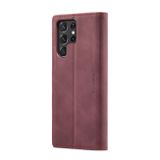 Peňaženkové kožené puzdro CaseMe na Samsung Galaxy S22 Ultra 5G - Wine Red