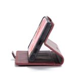 Peňaženkové kožené puzdro CaseMe na Samsung Galaxy S22 Ultra 5G - Wine Red