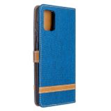 Peňaženkové puzdro Matching Denim Texture na Samsung Galaxy A71 - modré
