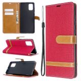 Peňaženkové puzdro Matching Denim Texture na Samsung Galaxy A71 - červené