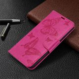 Peňaženkové puzdro na Samsung Galaxy S20- Two Butterflies Pattern-Rose Red