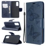 Peňaženkové puzdro na Samsung Galaxy S20-Two Butterflies Pattern -modrá