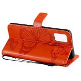Peňaženkové kožené puzdro Pressed Printing Butterfly na Samsung Galaxy A51 Oranžová