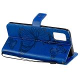 Peňaženkové kožené puzdro Pressed Printing Butterfly na Samsung Galaxy A51 modrá