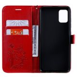 Peňaženkové kožené puzdro Pressed Printing Butterfly na Samsung Galaxy A51 červená