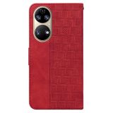Peňaženkové kožené puzdro GEOMETRIC na Huawei P50 - Červená