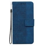 Peňaženkové kožené puzdro Geometric na LG Q60 - Modrá