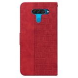 Peňaženkové kožené puzdro Geometric na LG Q60 - Červená